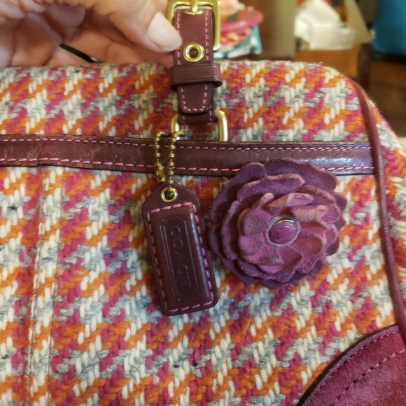 Vtg COACH Limited Edition Hamptons tweed Houndstooth Satchel RARE - Picture 2 of 15